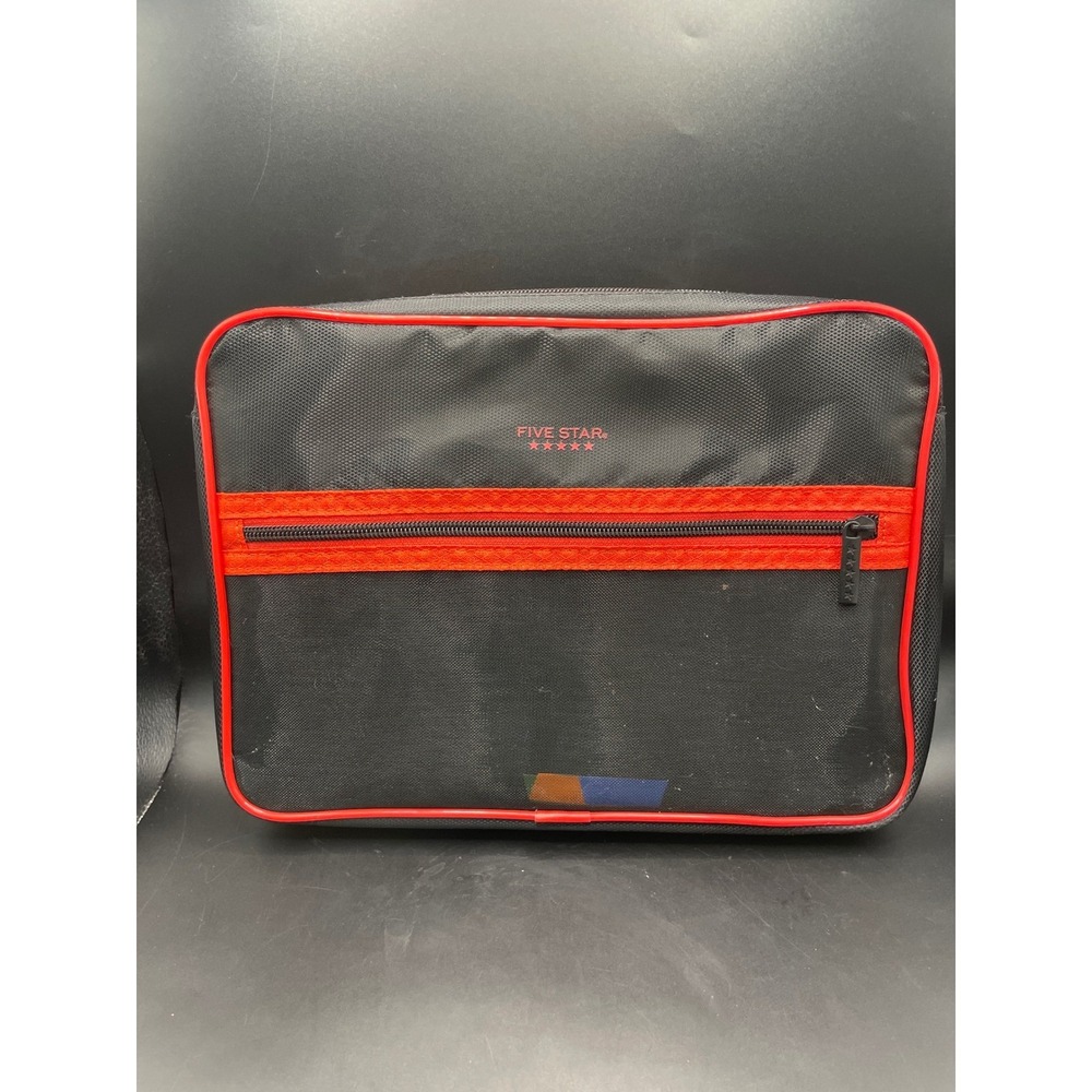Five Star Zipper Binder with Removable Pouch Black Red 3 Ring School Office Set - Picture 3 of 5